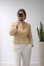 True Vintage Brokat Blazer Gold Champagner Barock 80er 90er Gr. L M