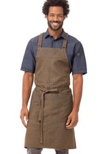 Chef Works Unisex Uptown Cross-Back Bib Apron One Size Blue Taupe