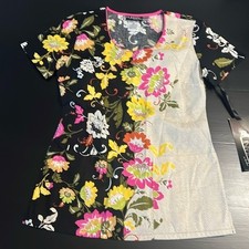 Cherokee Runway Scrub Top Floral Chevron Print Medical Uniform XS 3893CB NEW