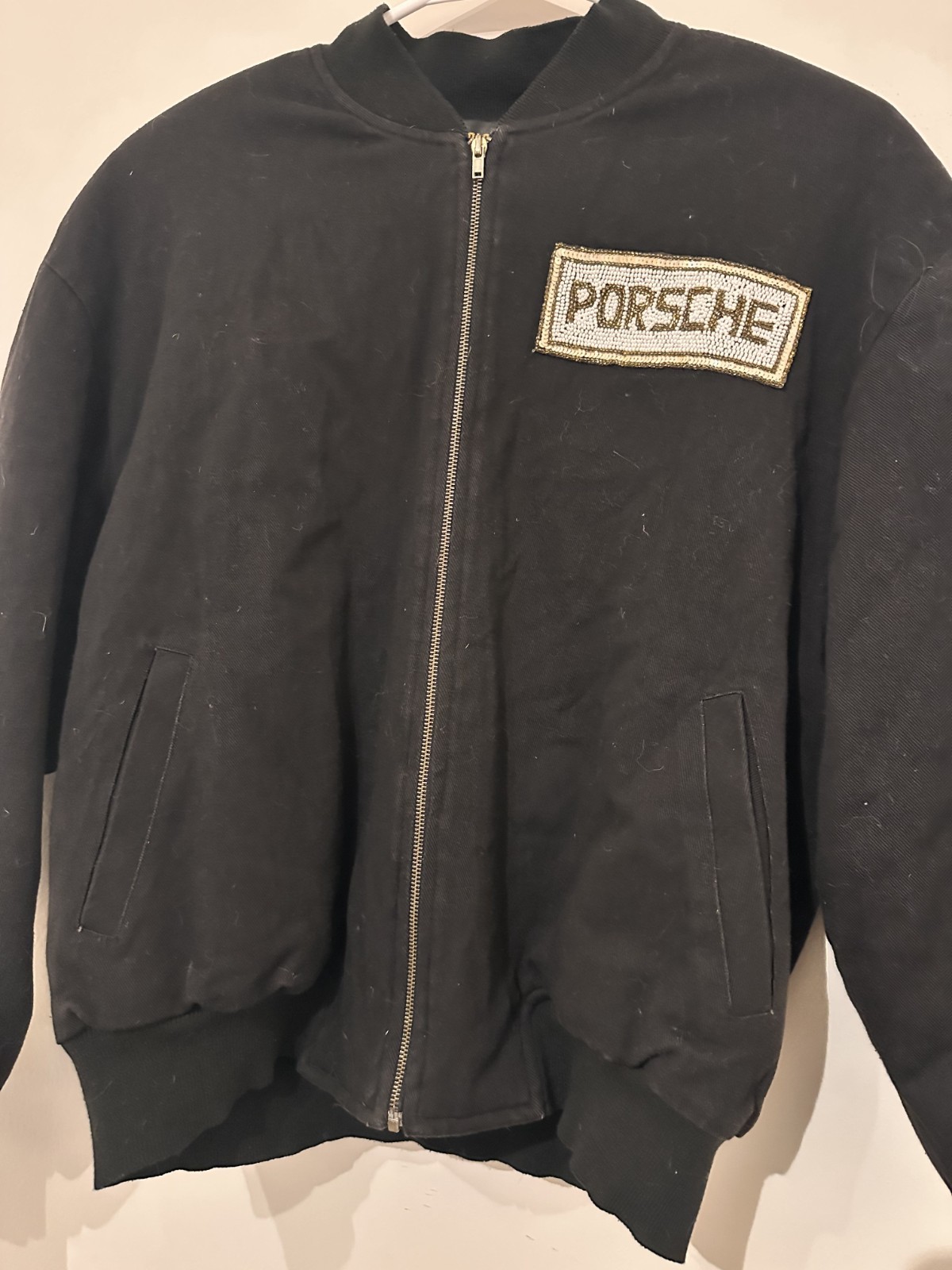 Sequin Porsche Patch Jacket Vintage handmade - image 4