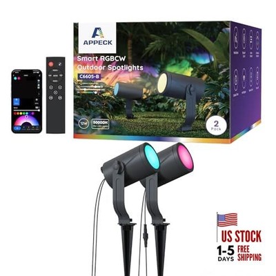  Smart Outdoor Spot Light 600lm, RGBCW+IC Color Changing Landscape 2 Pack