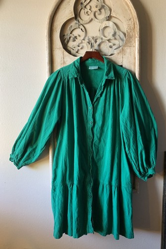 Vintage Kleid aus reiner Baumwolle Renata B Button Down Ballonärmel