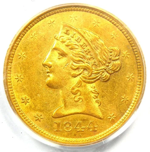 1844-O Liberty Gold Half Eagle $5 New Orleans Coin - PCGS AU55 - $3,600 Value!