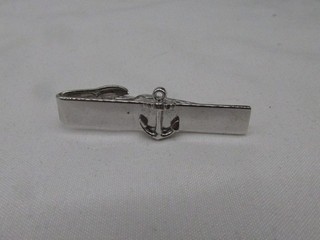 Fermacravatta Vintage Shields Argento Tono Ancoraggio Design Lunghezza 1 75" #6N