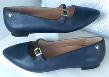 Vionic Delilah Blue Leather Pointed Toe Mary Jane Flats Wo's 6  Worn Once EXCEL