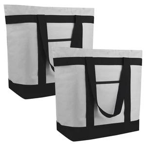 2PK Reusable Grocery Tote Bags Insulated Cooler Shopping for Women/Men - Picture 1 of 9