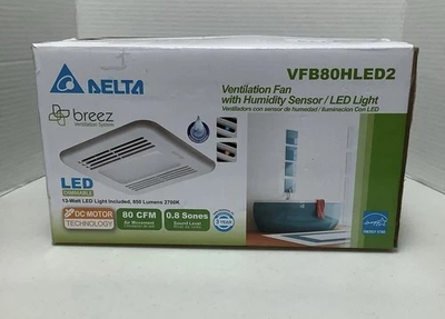 #ad Delta Ventilation Fan w Humidity Sensor LED Light #VFB80HLED2 $62.99