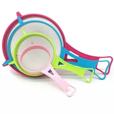 4Pcs Plastic Mesh Strainer Colander Set, Food Soy Milk Flour Sieve Long Handl...