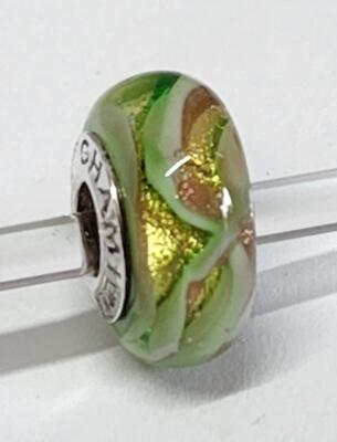 Chamilia COOL DREAM Green Metallic Murano Glass Sterling 925 Bead OB-158  $37