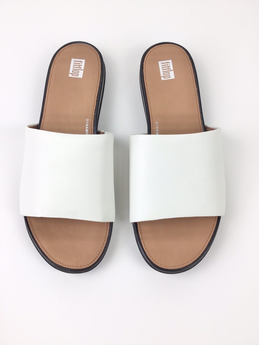 Fitflop Gracie Leather Pool Slides Cream Size 10 $95 | eBay