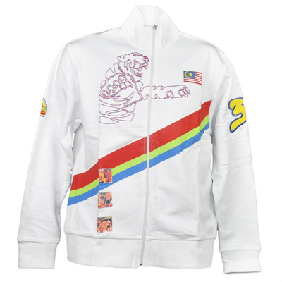 Malaysia Flag White Zipper Jacket Mens Winter Sweater Red Green Tiger Tibet 