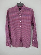 J Crew Shirt Mens Medium Blue Red Plaid Long Sleeve Button Down Preppy Casual