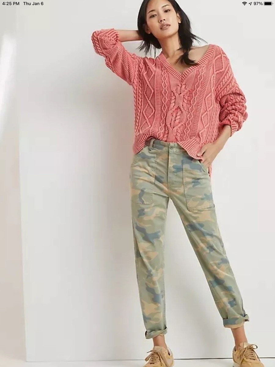 NEW $295 Anthropologie CQY Sunbaked Camo Utility Cargo Pants