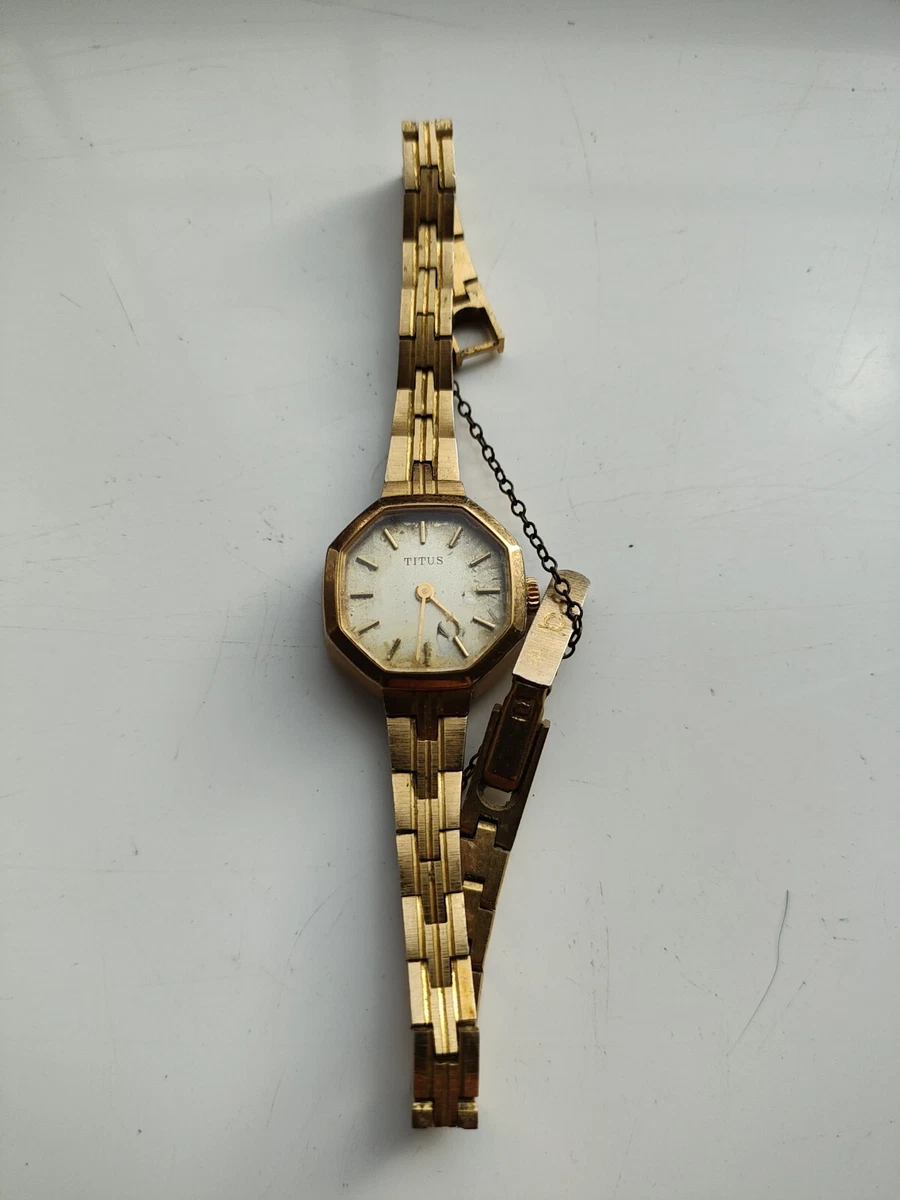 Rare Vintage Solvil Et Titus Gold Tone Mechanical Watch Octagonal