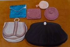 Lot Of Antique Vintage Hand Bags Purses And Accessories Beaded Clutch Croched