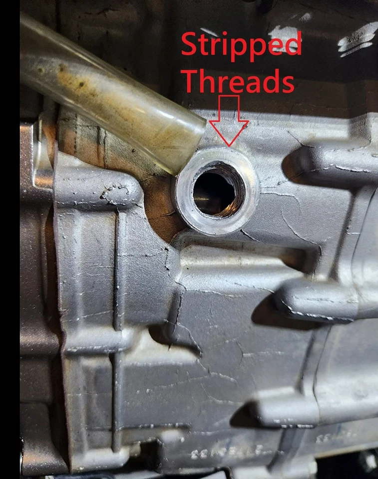 Yamaha Raptor 700 Reducer OIL DRAIN PLUG Bolt AFTER Minor Thread stripped Repair - Image 2 of 4