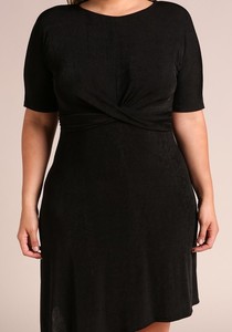 black slinky midi dress