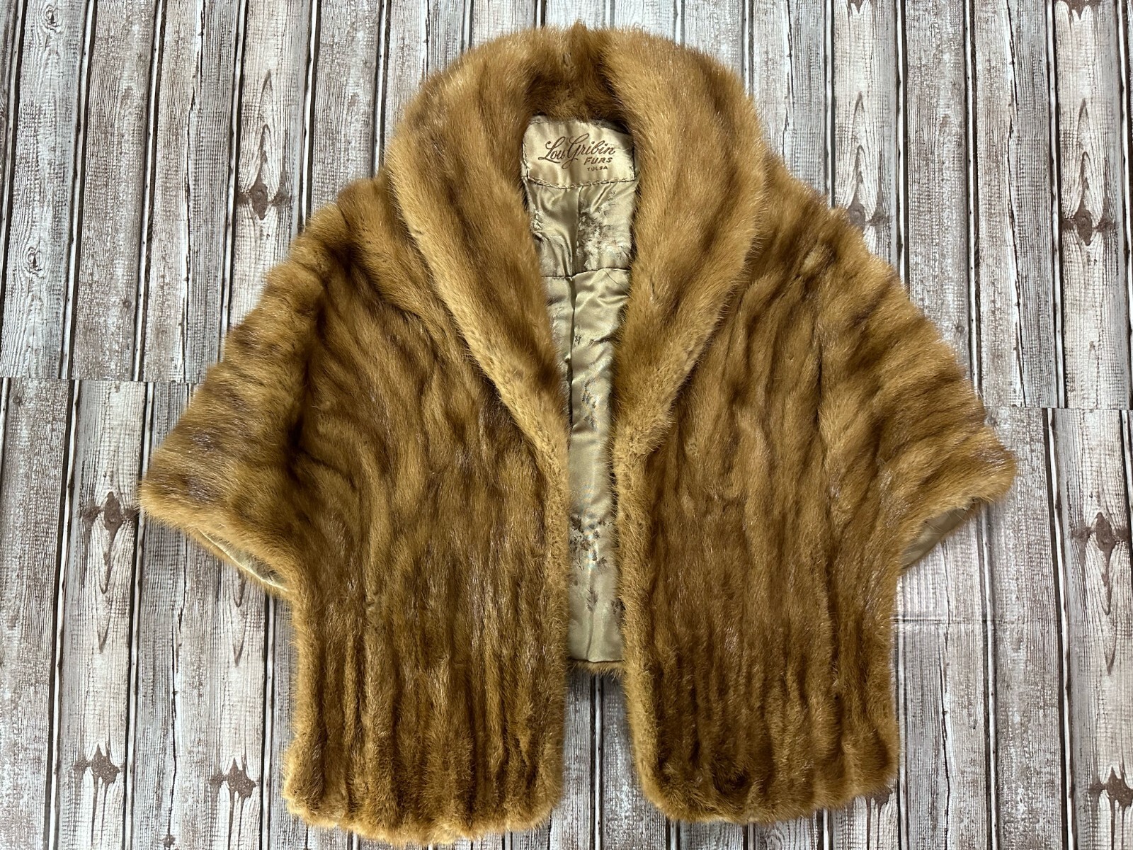 Lou Gribin furs Tulsa Mink stole color brown VINTAGE INSTITUTO