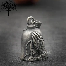 Motorcycle Biker Bell Hanger Biker PRAYING HANDS For Mens & FREE Bell Hanger