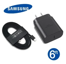 Original Samsung 6FT Fast Charger 25W USB-C Plug Adapter Type C Galaxy S23 S24