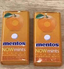 2 Tins Mentos NOW Mints Orange Flavor sugarfree Mints sealed Expired 2018 - New
