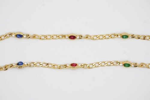 Christian Dior Vintage Gripoix Sapphire Ruby Emerald Double Side Long Necklace - Picture 10 of 16