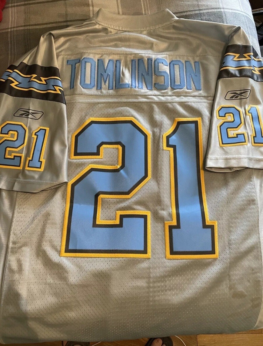 🚨🔥Vintage Ladainian Tomlinson Chargers Gray Reebok Storm Jersey