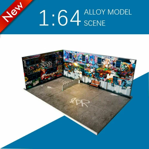 1/64 Scene Model Diorama Car Parking lot Scenery Background Display W/LED light - Picture 8 of 12