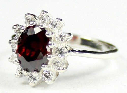 Garnet CZ, 925 Sterling Silver Ladies Ring, SR235-Handmade - Picture 2 of 5