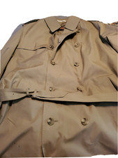 Vintage Harbor Master Size 46l Us Beige Khaki Belted Trench Coat Fur Line Inside