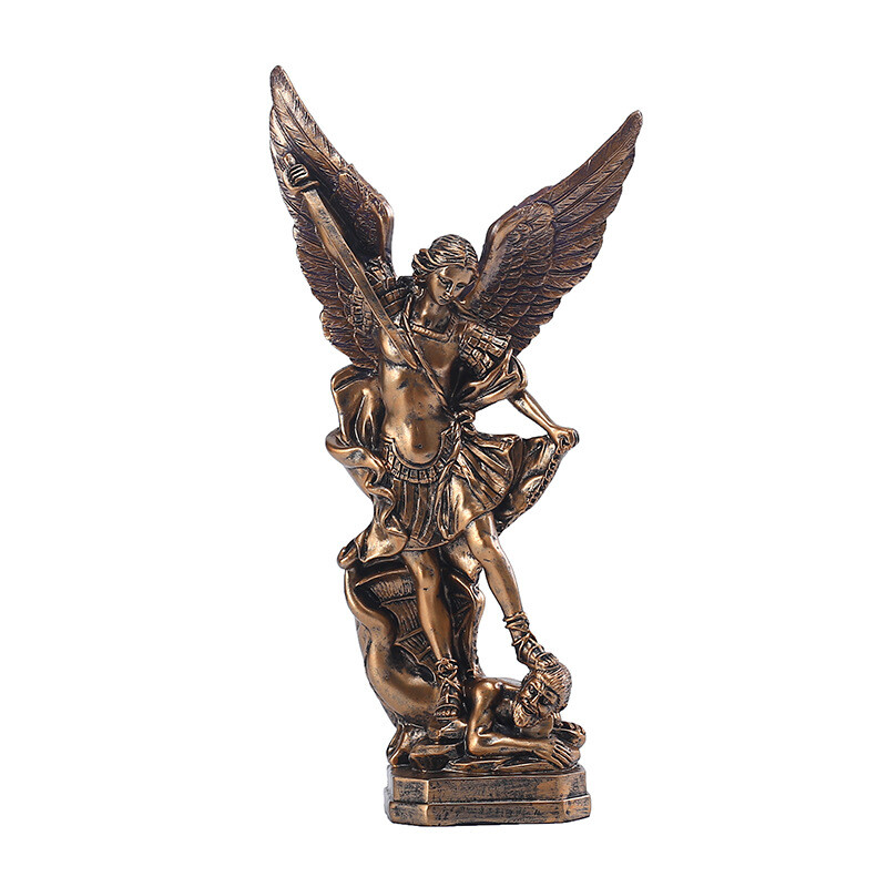 12 Inch Archangel St. Michael Slaying Demon Statue Figurine Resin Home Decor