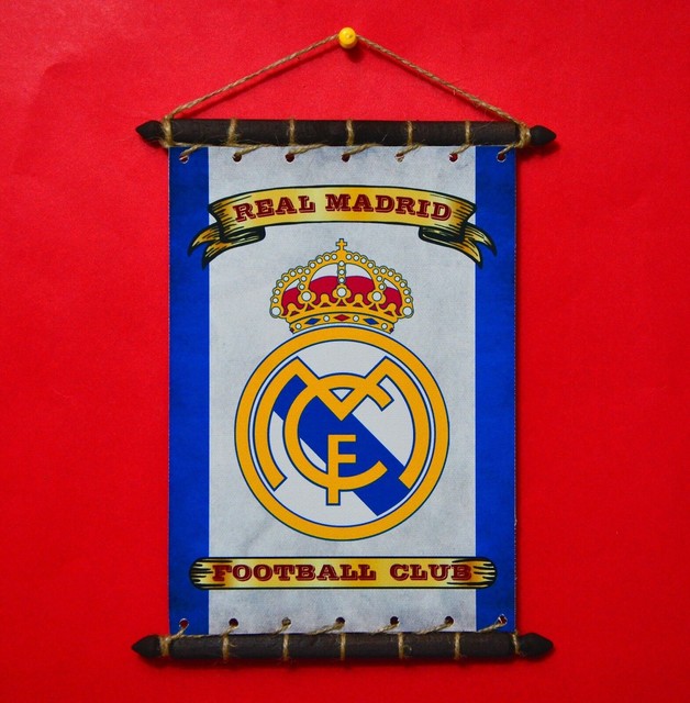 FC REAL MADRID FLAG CREST MOTTO SET 5in1: Banner Sticker ...