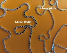 Box Chain Necklace or Anklet - Sterling Silver - 9" to 30" - Made In Italy [GN]