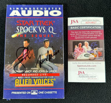 Leonard Nimoy & John de Lancie Signed Alien Voices Q Vs Spock Audiobook JSA COA