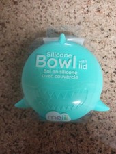 Children Melii Silicone Bowl With Lid Shark Turquoise 11.8 fl.oz. Snack