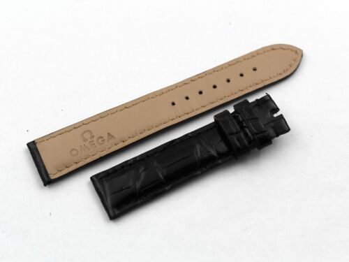 OMEGA True Leather Crocodile Black 18/16mm Strap Made Replacement Accessories - Picture 1 of 4