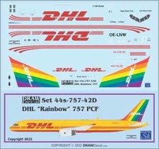 Draw Decal 1/144 DHL Rainbow Tail Boeing 757-200 PCF Airliner Silk Decals