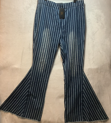L&B lucky & blessed flare jeans Womens size 22 Blue stripe denim 