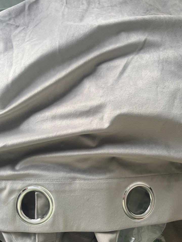 Cortinas de Terciopelo Gris Hiasan 96 Pulgadas-Apagón Aislamiento Térmico 2 Paneles Foto 3 de 4