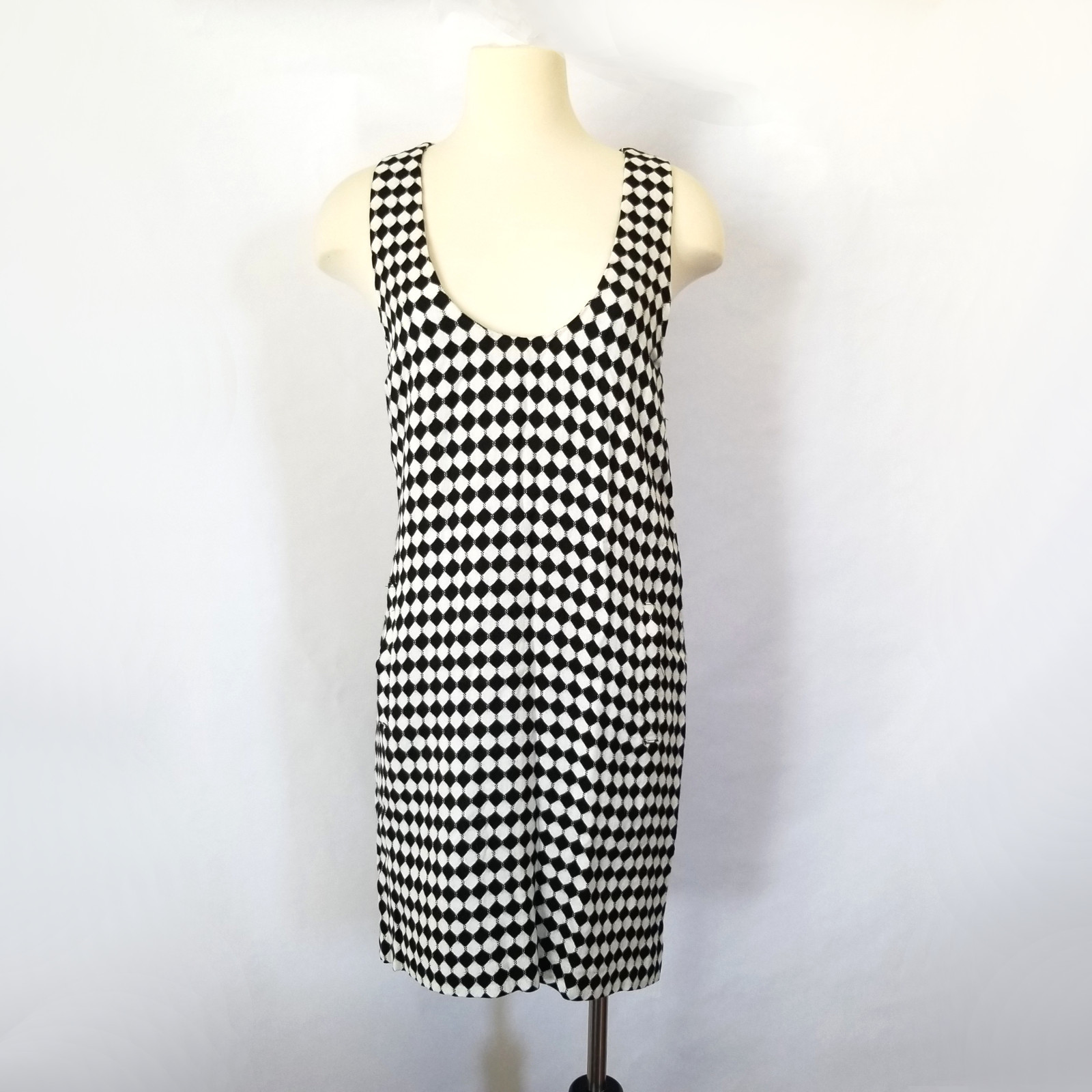The Limited Women's Harlequin Dress Size M Black u0026 White Knit Sleeveless  Lined | eBay