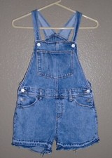 Old Navy Frayed-Hem Light Wash Blue Denim Jean Shortalls XL Girl's 14 Euc