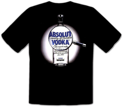 VODKA ABSOLUT  Logo FUN SCHWARZE T-Shirt -041