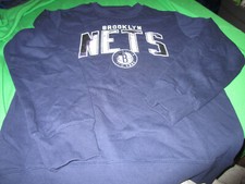 NEW FANATICS NBA BROOKLYN NETS BACKER MENS CREW NECK SWEATSHIRT NAVY BLUE LARGE