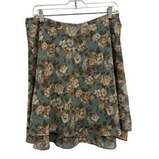 Express Vintage 90s Skirt Sage Green Floral Chiffon Layered Midi Size M