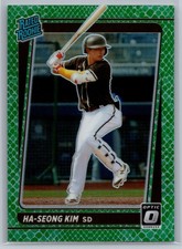 2021 panini donruss optic baseball ha-seong kim green dragon prizm rc 26/88 #65