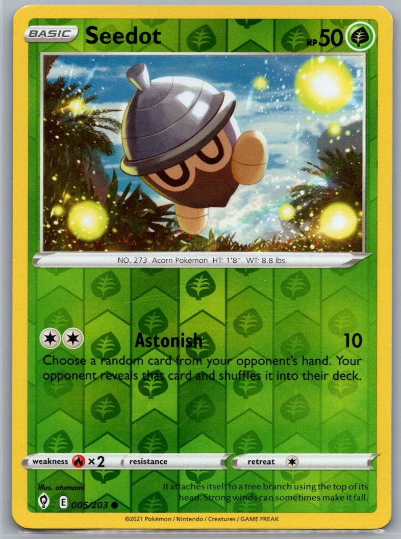 Seedot 005/203 Common Evolving Skies Pokemon Reverse Holo Lightly Played