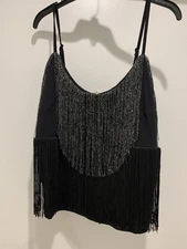 Idyllwind Miranda Lambert Black Silver Lure Fringe Tank Top L Large NWT Cowgirl