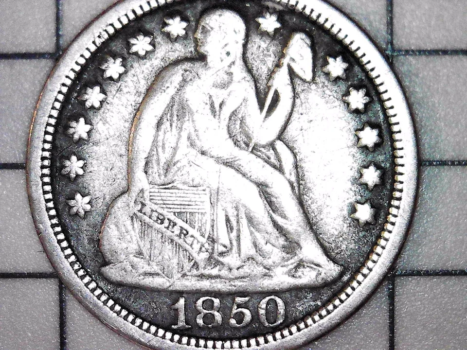 1850 Seated Liberty Silver Dime - VERY FINE CONDITION - Nice Toned Example! - Image 3 of 4