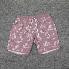 TravisMathew Lawn Darts Swim Shorts Trunks Mens Large Purple Palm Print