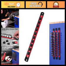 Magnetic Socket Organizer - 3/8" Drive Aluminum Holder with 10 Removable Clips,